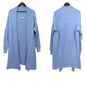 Free People Beach Light Blue Open Front Knit Duster Cardigan 100% Cotton Size XS